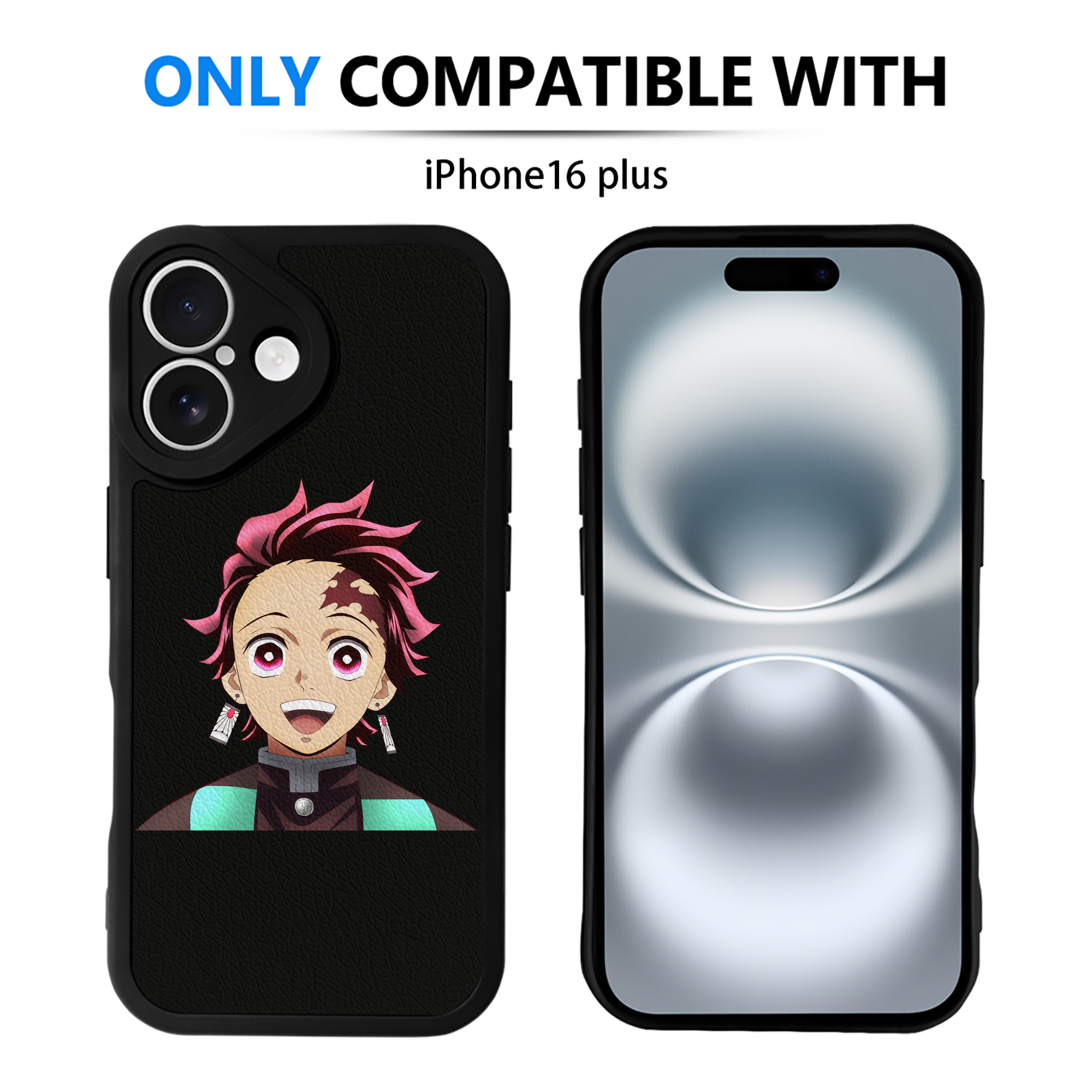 （画像用） 鬼滅の刃 竈門 炭治郎／かまど たんじろう Kamado Tanjirou 【iPhone 16シリーズ対応】シリコンスマホケース（レザー調） 材質：シリコン